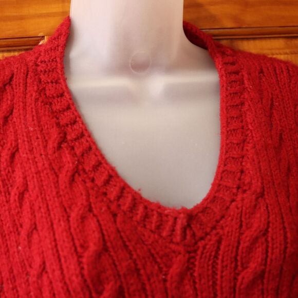 Vintage Red Handmade Vneck Knit Sweater Vest Large - Picture 7 of 7
